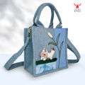 貓咪拼布手提斜背包時尚設計