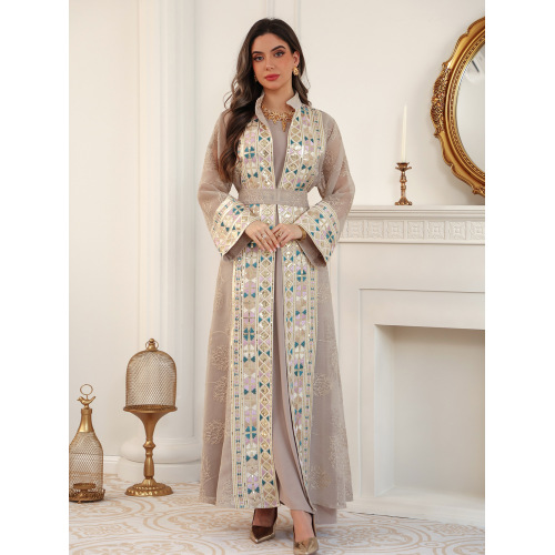 ست گلدوزی لوکس Jalabiya Abaya با کمربند