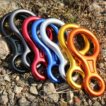 Double O Shaped Climbing Rigging Descender with Heavy Duty Carabiner for Downhill Equipment
