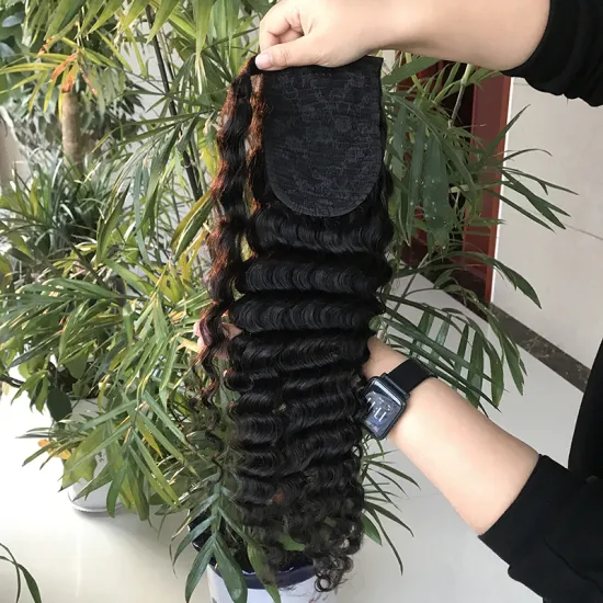 8-24 inch deep wave  in stock  Brazilian human hair ponytail hair extensions