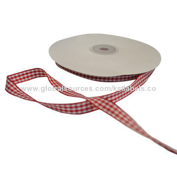 Red Gird Gift Ribbon, Good Texture and Competitive Price