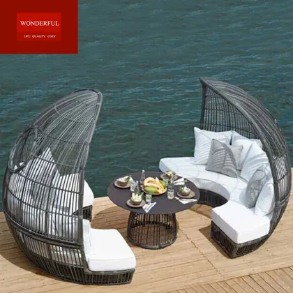 Wholesale Outdoor Seaside Wicker Sun Bed