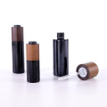 Black Glass Essential Oil Bottle Black glass bottle with wooden lid for serum Manufactory