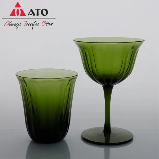 Customized Glass Goblet Green Glass Wine Glass Set