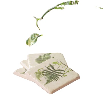 Custom Botanical Leaf Print Ceramic Coasters - Set of Four
