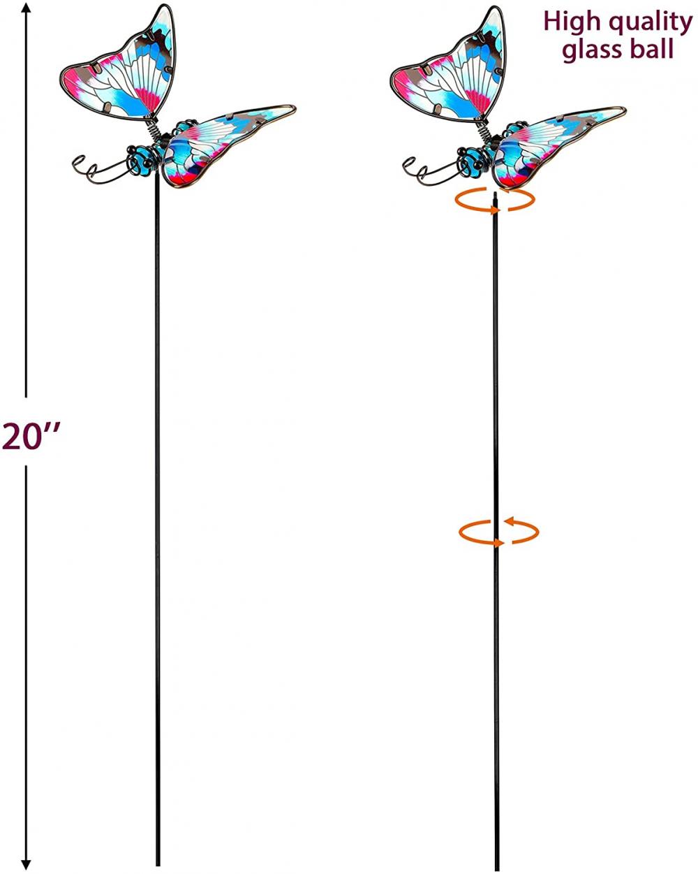 Set von 3 Schmetterlingsgarten -Pfahldekoration