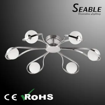 Chorme and white glass ceiling lamps, Guzhen ceiling lights factory