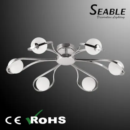 Chorme and white glass ceiling lamps, Guzhen ceiling lights factory
