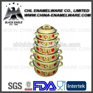 Customized enamel cookware with full flower decal