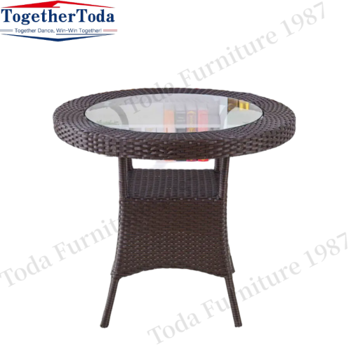 Outdoor rattan garden dining chair with table