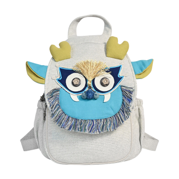 Cotton And Linen Cartoon Owl Patchwork Handheld Backpack