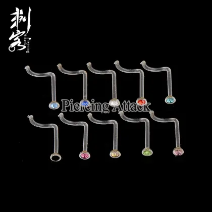 Bioplastic Crystal Nose Screw Ring Nose Jewelry