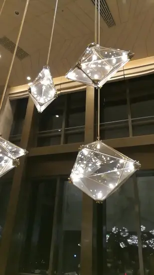 Home hotel glass crystal hanging white pendant lamp