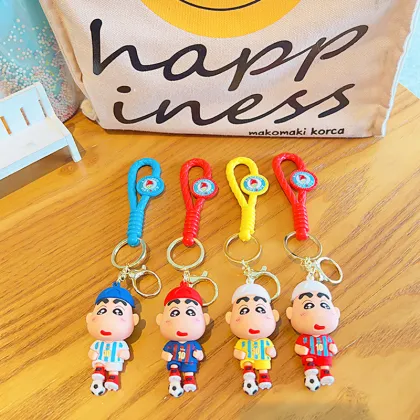 Wholesale Japanese Anime Keychains: Crayon Shin-Chan, Soccer 3D Doll Car Keyrings & Kids' Gifts