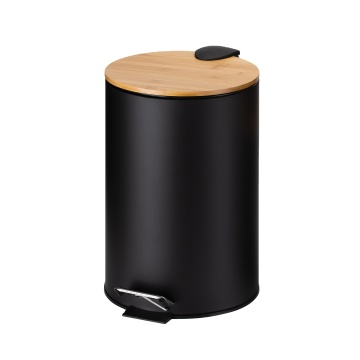 Home Pedal Bamboo Waste Bin