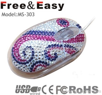 Elmas taklidi-elmas-kristal Hediyelik fare Usb kablosu