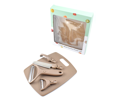 Aksesori Dapur Borong Kilang Borong: 5pcs Peeler Buah &amp; Sayuran Pemotong dengan Papan Mencincang