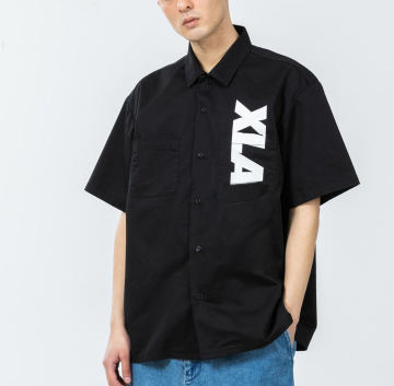 Custom Printed Logo High Quality Cotton Men's Casual Cargo Work Shirts with Utility Features and Short Sleeves