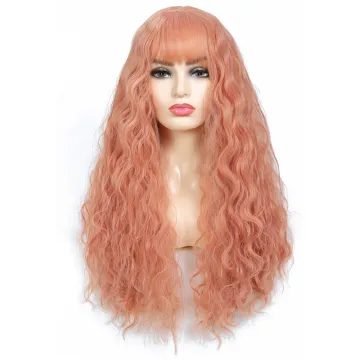 X-TRESS Orange Colored Synthetic Hair Wig With Bands Long Curly Machine Made Wigs For Women Heat Resistant Hair Cosplay Wigs