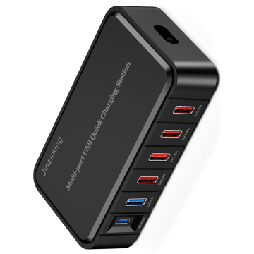 6 منافذ شاحن سطح المكتب السريع مع USB-C PD &amp; QC3.0