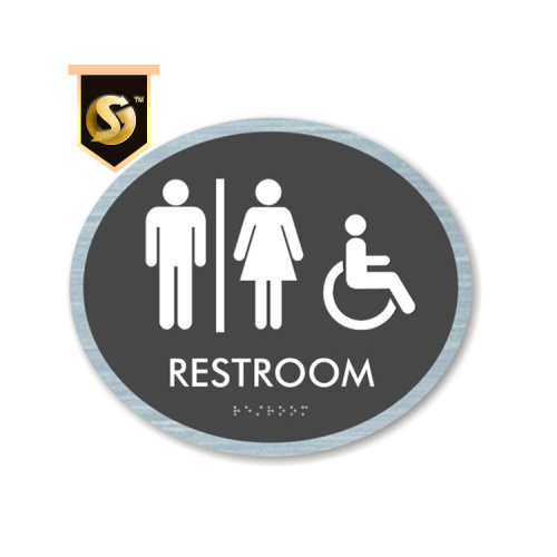 Custom Aluminum Toilet Signs Tactile Door Plates