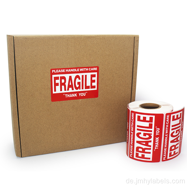 Benutzerdefinierte Design Warnlabel Fragile Label Aufkleber