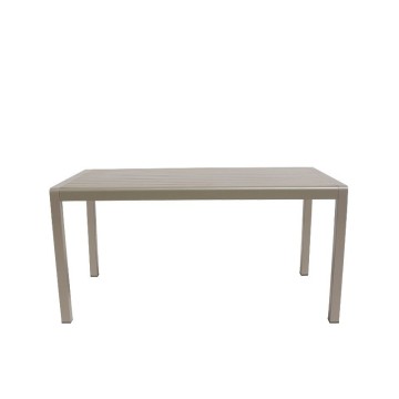 Patio Garden Plastic Wood Square Dining Table and Chair with Brushed Aluminium