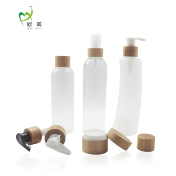 Cosmetic package bamboo lid jar lotion pump bottle