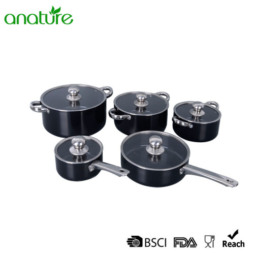 Pressed Stainless Steel Handle 10 Pieces Cookware Set