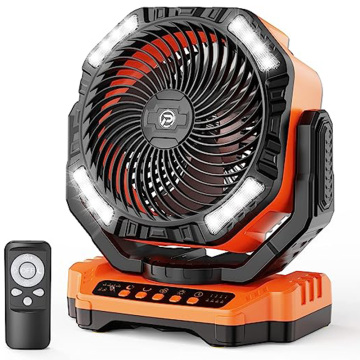 40000mAh Rechargeable Camping Fan: Battery Operated Table Fan with LED Light