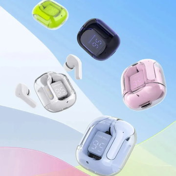 Transparent Crystal Case Wireless TWs T6 Air31 T8 In-Ear Gaming Noise Cancelling Earbuds Headphones