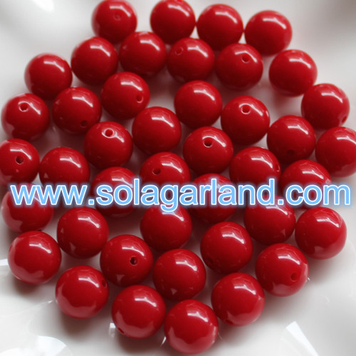 8/10/12/14/16/18/20 MM Acrylic Opaque Color Loose Round Beads Charms