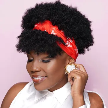 Aishili wholesale short kinky afro curly headband wigs synthetic fiber for black women