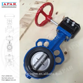 LAPAR Gear Operated Type Resilient Seated Butterfly Valves, Wafer Style, CF8 Disc, EPDM Seat
