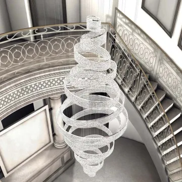 Modern LED Crystal Chandelier Luxury Customized Spiral Tassel Pendant Lamp