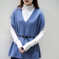 Casual sleeveless folded wear all wool knit waistcoat