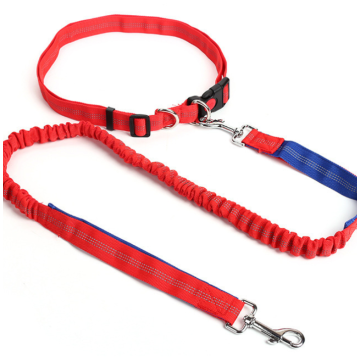 Multicolor nylon adjustable hands free dog bungee leads