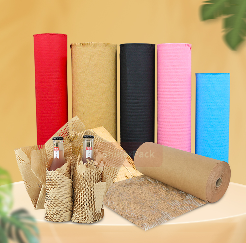 Biodegradable Honeycomb Buffer Wrapping Paper Roll - Red, Brown, Black ...