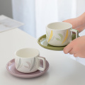 Wholesale Ceramic Coffee Cup Tea Mug Porcelain Cappuccino Latte Cups with Plant