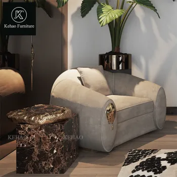 Modern Lounge Armchair: Luxury Antique English Style Suede Sofa for Living Room