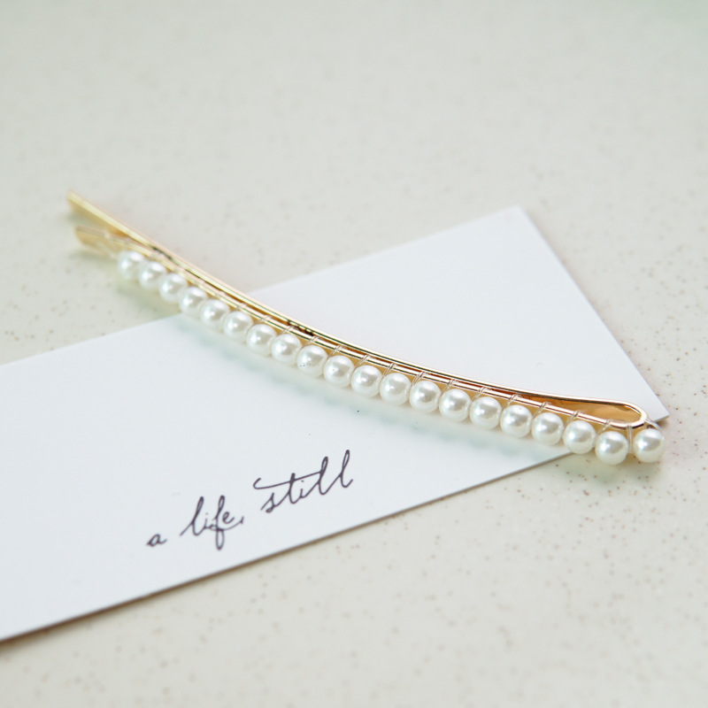 Ladies elegant pearl gold hairpin edge clip (7)