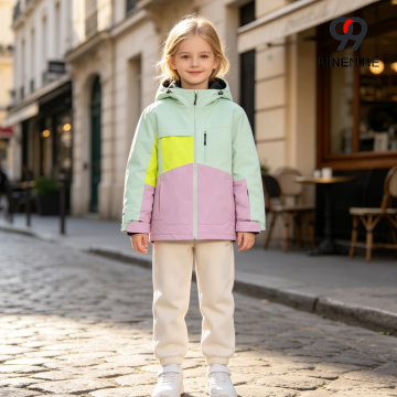 Kids Multi-Color Block Hooded Ski Jacket