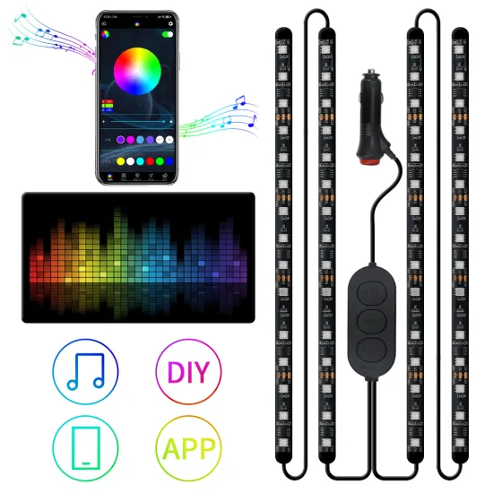 RGB LED car light strip DC12V LED atmosphere lamps IP65 waterproof remote control car interior light