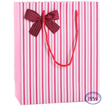 Pink Stripe With Bowknot Shopping Gift Paper Bags