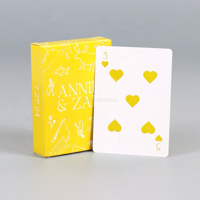 Yellow Poker Playing Cards with Full-Color Front and Back Design