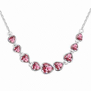 Beaded Jewelry, Red Crystal Stones, OEM Orders are Welcome, Golden and Rhodium Plating