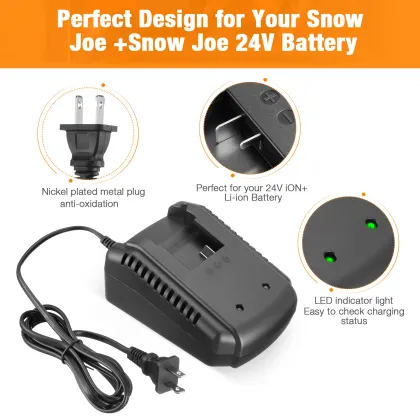 Fast Rechargeable Charger for Snow Joe & Sun Joe 24V Lithium-ion Batteries