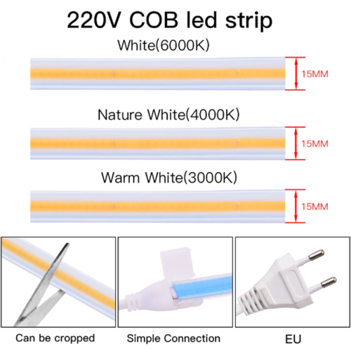 220V High Voltage Led COB Strip Ip67 Waterproof