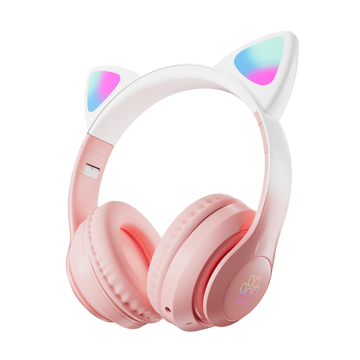 Cute Cat Ear Headphones - Wireless Over-Ear Gaming Headset with Noise Cancelling BT 5.3