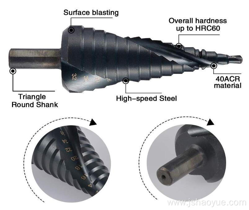 3 Packs Spiral Step Drill Bit Set